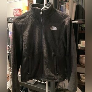 The North Face Womens Fleece Jacket Black Waist Length Zip Pockets Mock Neck XS